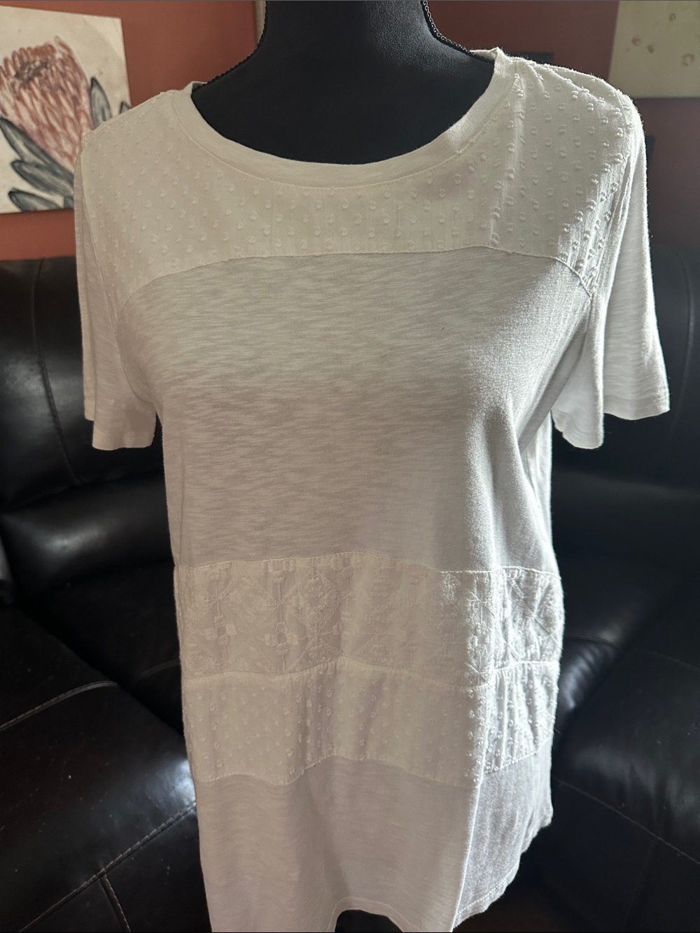 Chico's white Short-Sleeve Mixed Texture Tee